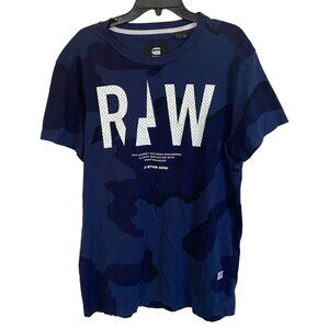 G-Star Raw Denim Tshirt Mens Blue Large T-Shirt T Shirt 100% Organic Cotton